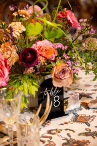 table centerpieces at National Museum of Wildlife Art wedding venue