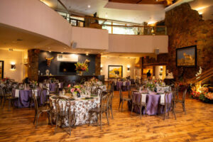Wedding reception space at the National Museum of Wildlife Art in Jackson WY